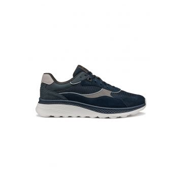 Pantofi sport din material textil cu insertii de piele intoarsa si piele ecologica