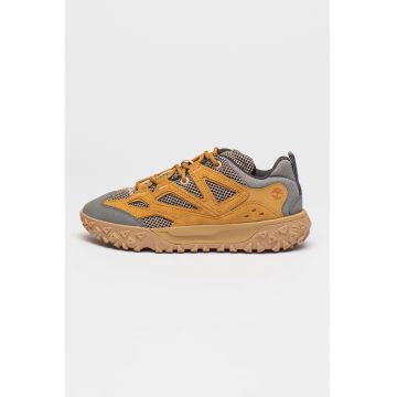 Pantofi sport din piele intoarsa cu insertii din plasa
