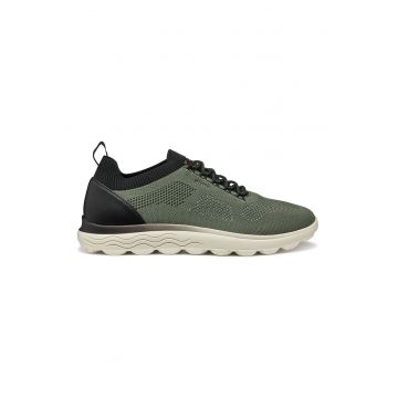 Pantofi sport din tricot cu segmente din piele ecologica