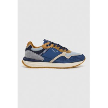 Pantofi sport low-cut cu garnituri de plasa si piele intoarsa