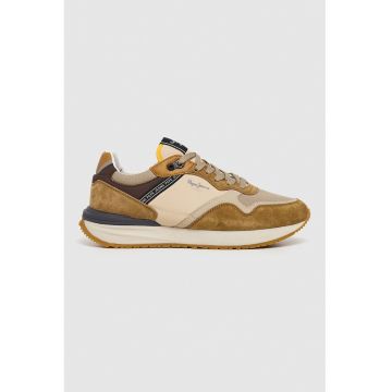 Pantofi sport low-cut cu garnituri de plasa si piele intoarsa