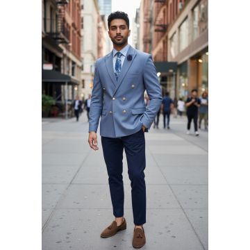 Sacou barbati slim fit  2 randuri de nasturi  gri 11848 64-4