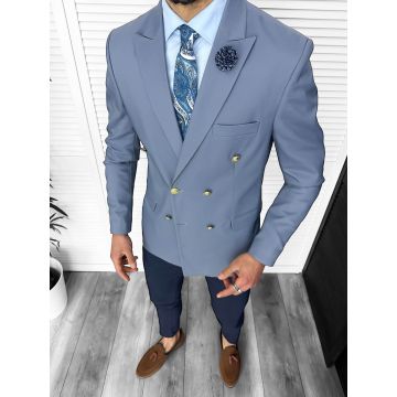 Sacou barbati slim fit  2 randuri de nasturi  gri 11848 64-4