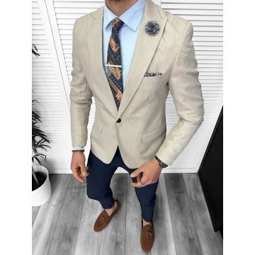 Sacou barbati slim fit  bej 11851 40-1.2
