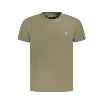Tricou barbati - cu logo brodat - Slim fit - Verde inchis