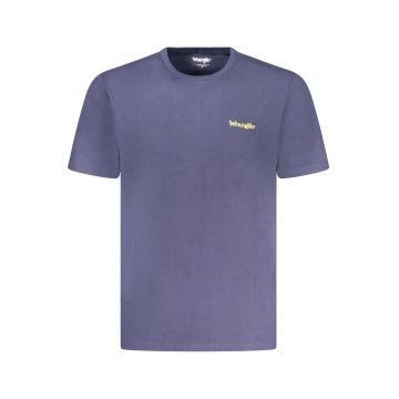 Tricou barbati - cu mini imprimeu cu text galben - Regular fit - Bleumarin