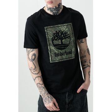 Tricou cu decolteu la baza gatului si imprimeu logo