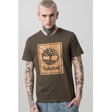 Tricou cu decolteu la baza gatului si imprimeu logo