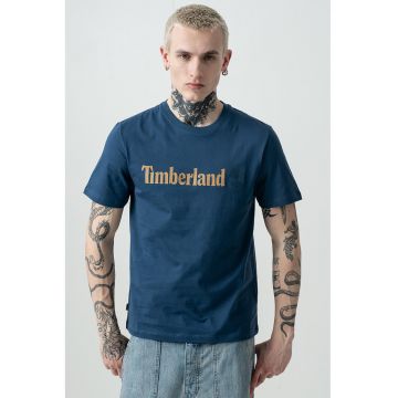 Tricou cu decolteu la baza gatului si imprimeu logo Linear