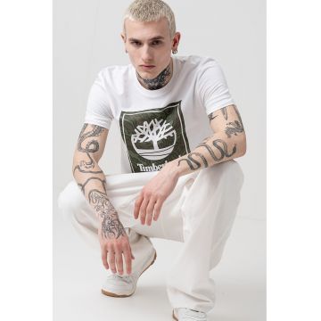 Tricou cu decolteu la baza gatului si imprimeu logo