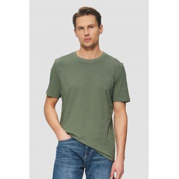 Tricou de bumbac cu decolteu la baza gatului