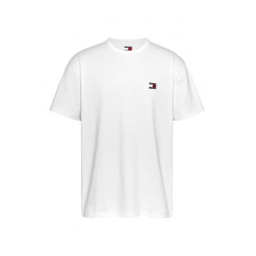 Tricou de bumbac cu decolteu la baza gatului