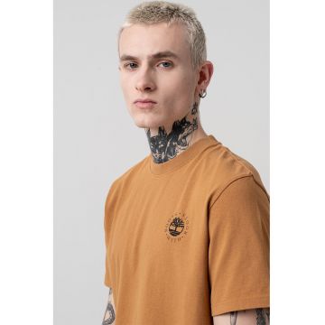Tricou de bumbac cu decolteu la baza gatului