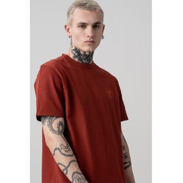 Tricou de bumbac cu decolteu la baza gatului