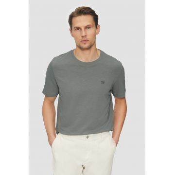 Tricou de bumbac cu decolteu la baza gatului