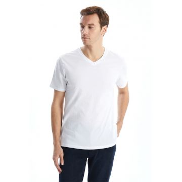 Tricou regular fit cu decolteu in V