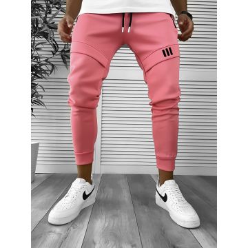 Pantaloni de trening roz conici cu defect DEF751 D4-5.2
