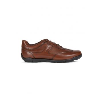 Pantofi sport de piele cu insertii de piele ecologica