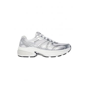 Pantofi sport din material textil cu garnituri din piele ecologica Shadow-Stel - Alb/Argintiu