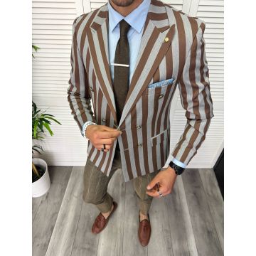 Sacou barbati slim fit  2 randuri de nasturi  dungi 11867 12-4.3