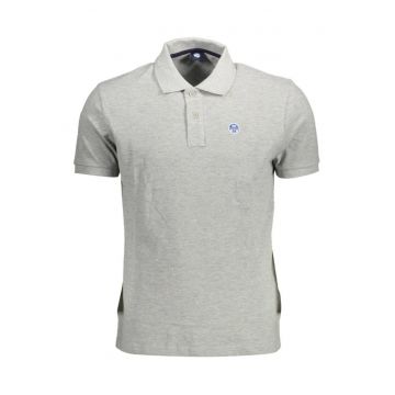 Tricou polo barbati - cu mini logo brodat - Regular fit - Gri deschis