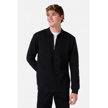 Bluza polo cu fenta cu fermoar