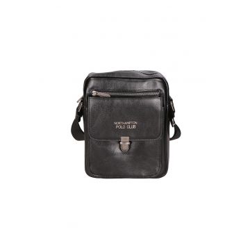 Geanta crossbody de piele ecologica cu logo 24587 - Negru Geanta crossbody de piele ecologica cu logo 24587 - Negru