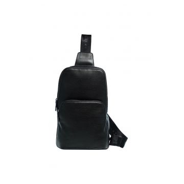 Geanta crossbody de piele ecologica cu insertii din material textil