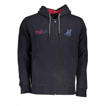 Hanorac sport pentru barbati cu fermoar si logo albastru inchis 55743