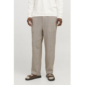 Pantaloni chino din amestec de in cu croiala relaxed-fit