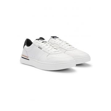 Pantofi sport din piele cu logo - Alb