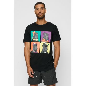 Tricou cu decolteu la baza gatului si imprimeu