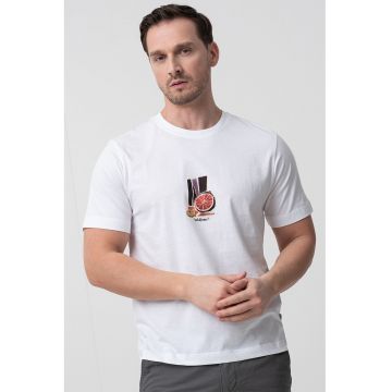 Tricou cu decolteu la baza gatului si imprimeu grafic Varenna