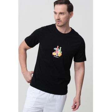 Tricou cu decolteu la baza gatului si imprimeu grafic Varenna