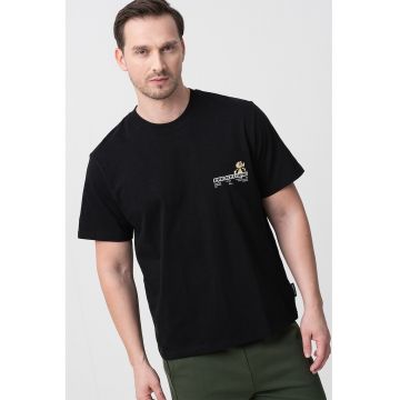 Tricou cu decolteu la baza gatului si imprimeu pe piept Recharge