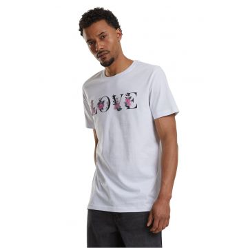 Tricou cu imprimeu floral si text