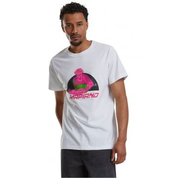 Tricou cu imprimeu grafic si decolteu la baza gatului