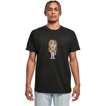 Tricou cu imprimeu grafic si decolteu la baza gatului