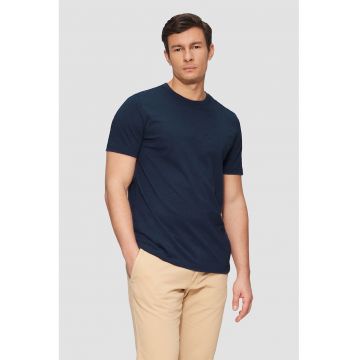 Tricou de bumbac cu decolteu la baza gatului