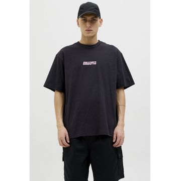 Tricou din bumbac cu decolteu la baza gatului