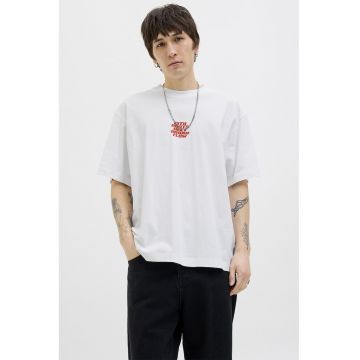Tricou din bumbac cu decolteu la baza gatului
