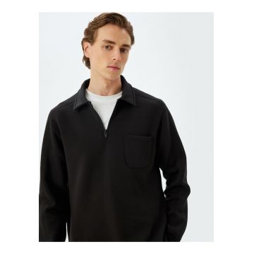 Bluza de trening din amestec de bumbac cu fenta cu fermoar