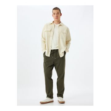 Pantaloni de trening uni din amestec de bumbac