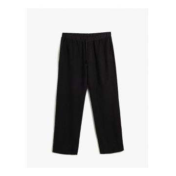 Pantaloni drepti din amestec de in cu snur