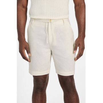 Pantaloni scurti din amestec de in cu snur si buzunare laterale
