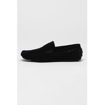 Pantofi loafer din piele intoarsa cu model uni