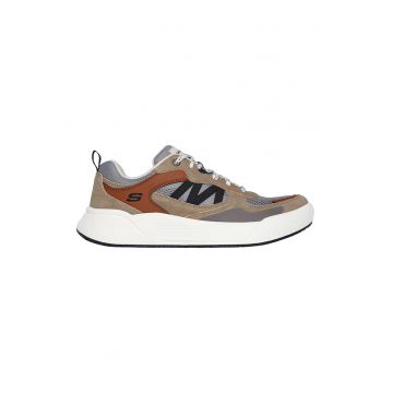 Pantofi sport din piele ecologica cu garnituri din piele intoarsa