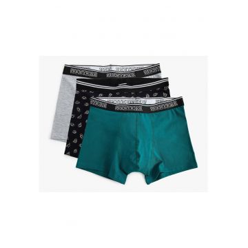 Set de boxeri uni si cu imprimeu - 3 perechi