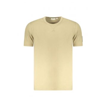 Tricou barbati cu decolteu la baza gatului - logo - Regular Fit -  Verde inchis