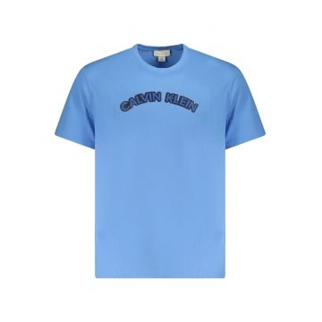 Tricou barbati - cu imprimeu cu text - Regular fit - Albastru deschis